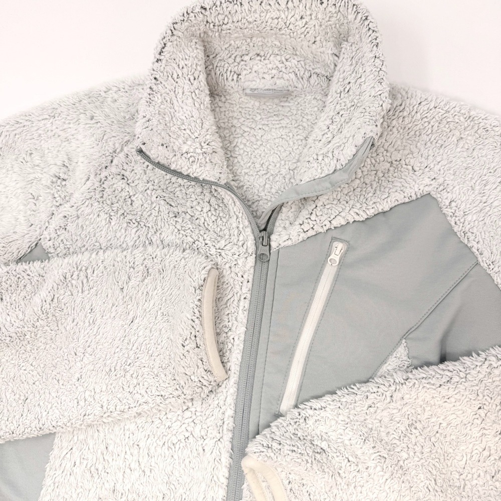 Columbia Womens Grey High Pile Sherpa Fleece Full Zip Jacket Medium Mock Neck